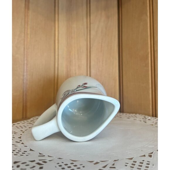 Vintage Rego Restaurant Ware Floral Milk Jug Creamer White Art Nouveau Pink - Picture 6 of 7